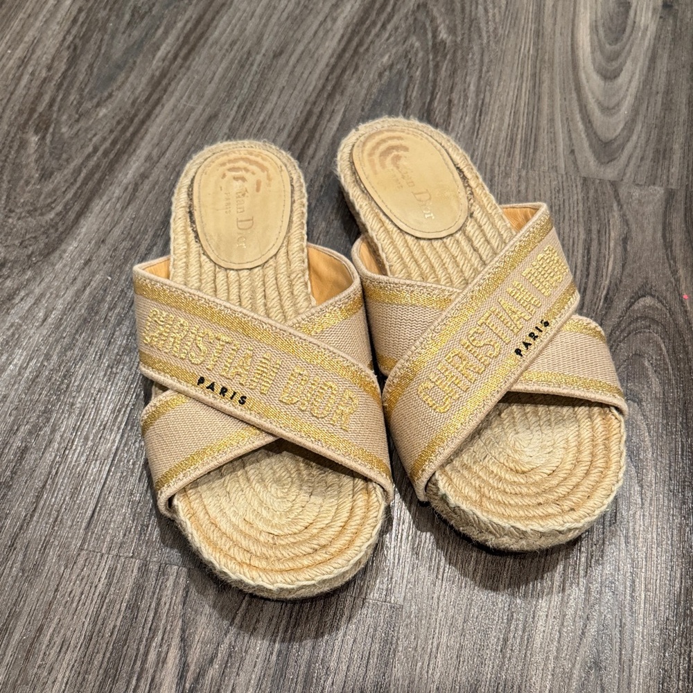 Dior logo Espadrille Slides